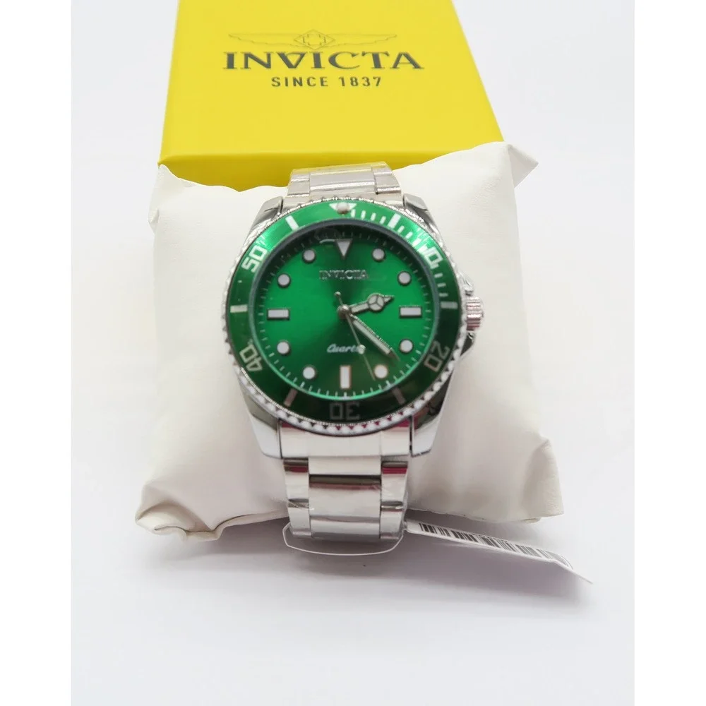 Invicta Diver Mens Watch 69403 42mm Green Dial Stainless Steel Quartz New
